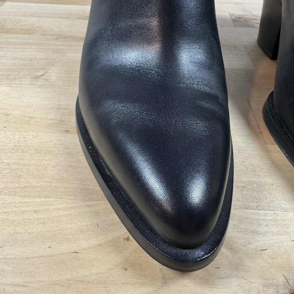 COACH Women's CM600 Black Leather & Suede Studded Ankle Western Boots Size 8B - Picture 5 of 16
